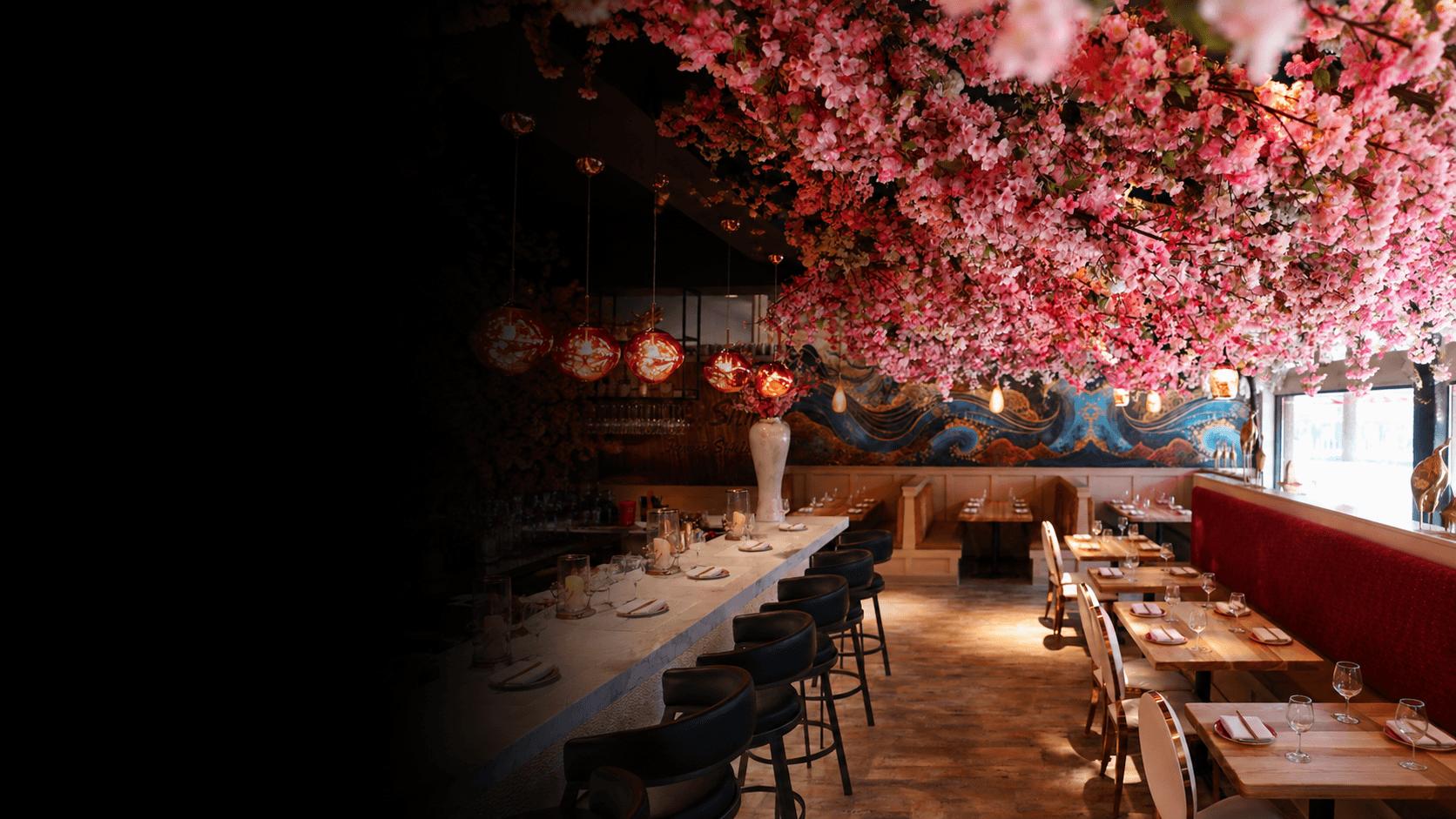 Shiki dining room with cherry blossom canopy